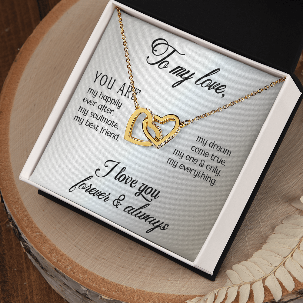 Interlocking Hearts Necklace - Yellow & White Gold Variants